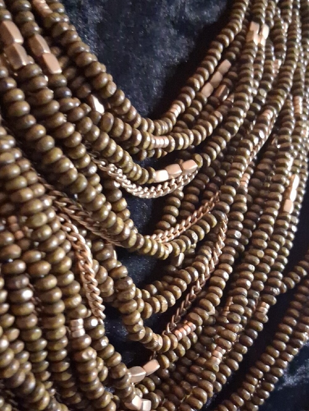 Multi-Strand Bronze Bead Statement Necklace - Women Jewelry - Picture 7 of 12